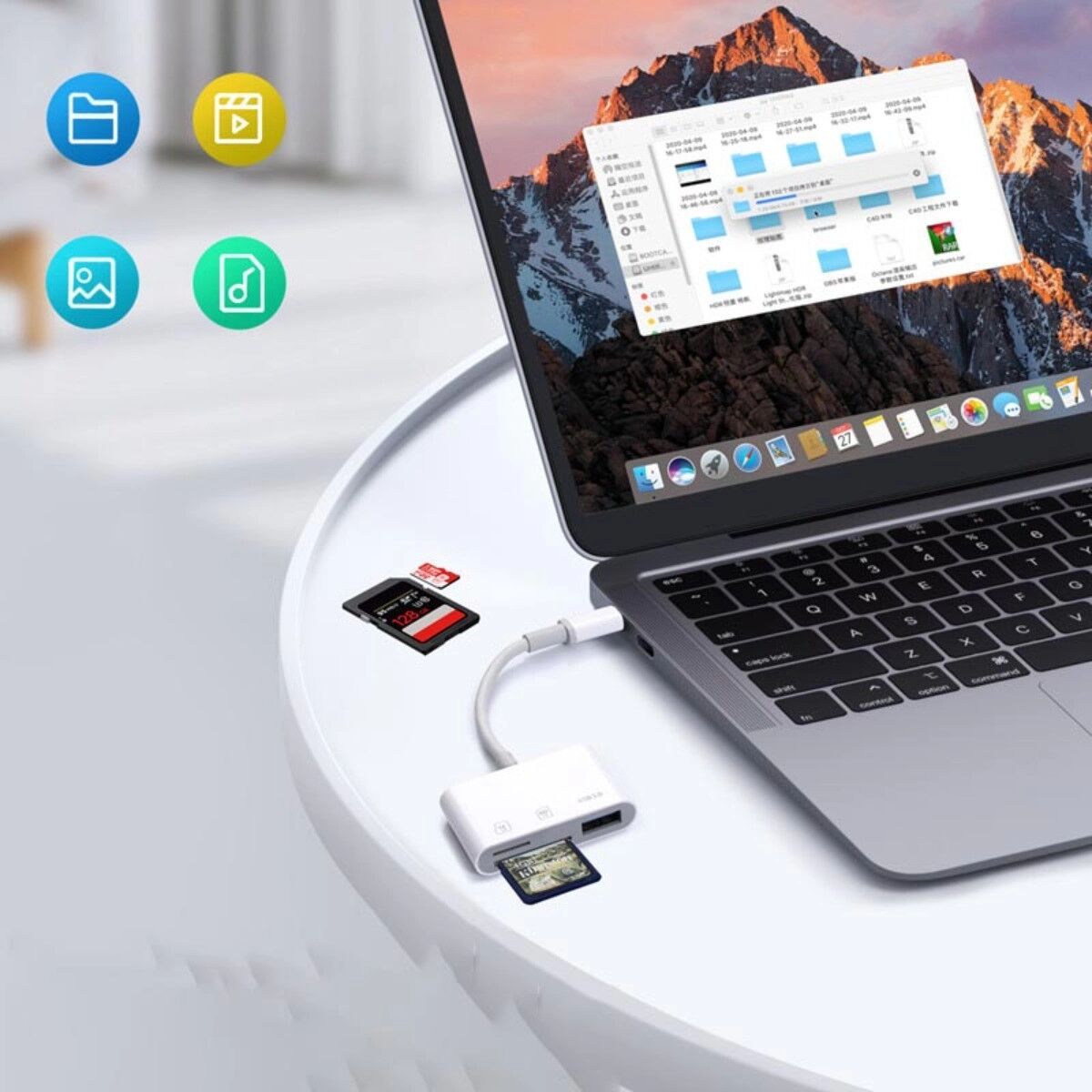 INF Type-C 3-in-1 Kartenleser — High-Speed SD/TF/USB Multi-Reader, Plug-and-Play, kompatibel mit iPad Pro, iPad Air, iPad Mini Weiß