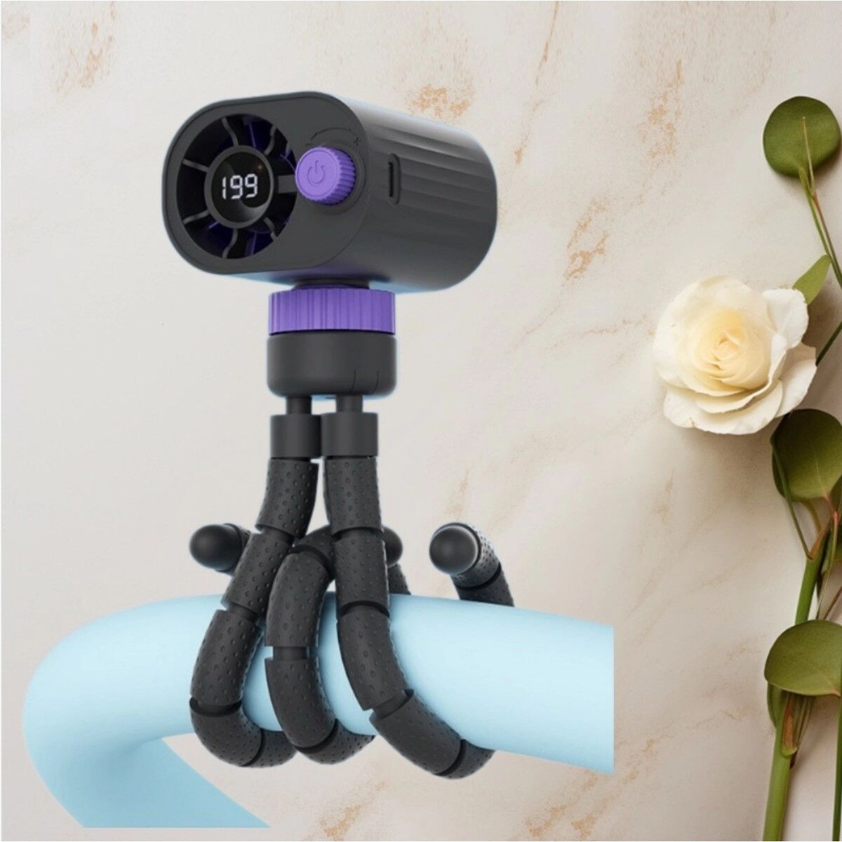 INF Octopus Fan – Tragbarer USB-Leiser Hochgeschwindigkeitslüfter mit stufenloser 199-Stufen-Regelung, 360° verstellbar, Dunkelgrau