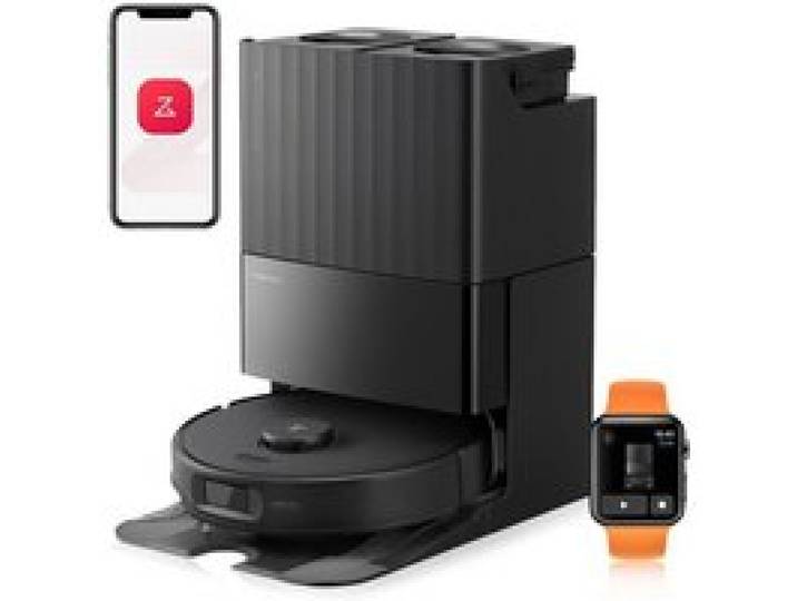 Roborock Qrevo Edge S5A Aspirateur Robot - 18 500Pa Upgrade du Qrevo Master Nettoyage à 75 °C Système anti-enroulement 0% Noir