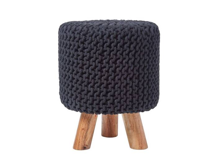 STRICK-HOCKER schwarz, Dreibein 32/32/42 cm