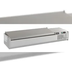 Aufsatzvitrine Albon | Edelstahl Deckelementl | 1/4 GNx10 | HxBxT 22,5x200x33,5cm | + CHEFGASTRO Geschirrtuch