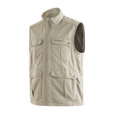 Funktionsweste MAIER SPORTS "Valdemar", Herren, Gr. 52, beige, 100% Polyamid, Westen Funktionsweste, Herren Weste mit mehreren Taschen, atmungsaktive Outdoorweste, Reg Fit