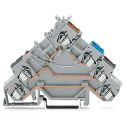 Wago 280-580/281-434 4-Leiter-Initiatorenklemme,LED rot,für PNP-(plus-)schaltende Initiatoren,grau 280580281434  - 50 Stück