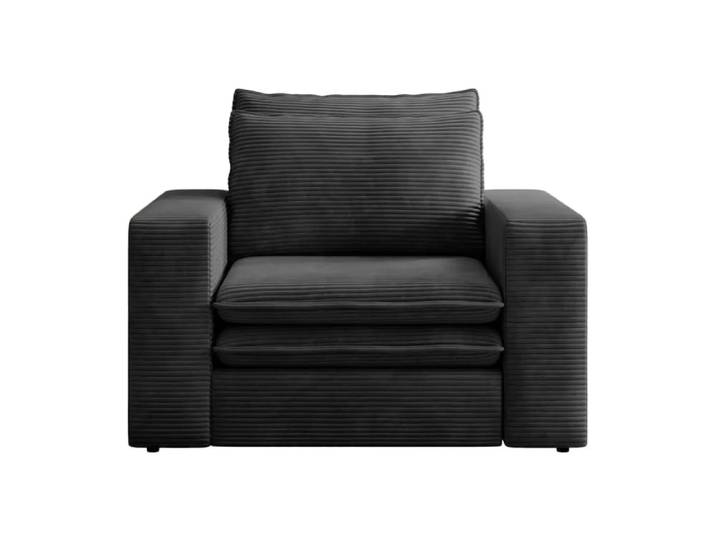 Fauteuil en velours côtelé noir