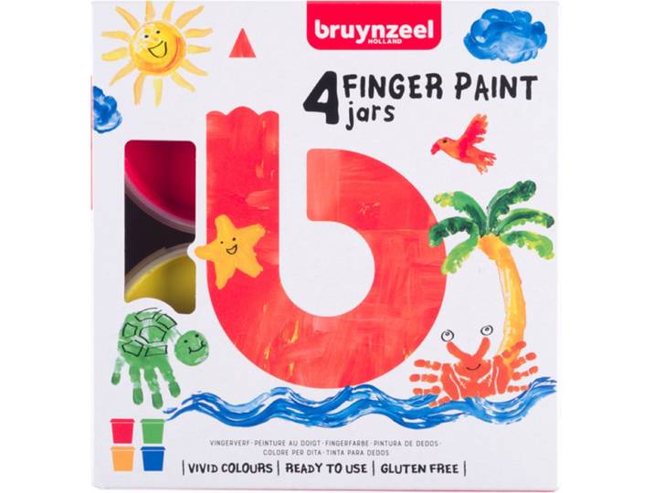 Bruynzeel vingerverfset - Aquarelverf - 4 levendige kleuren - Assorti (4 x 85 ml)