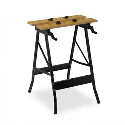 Relaxdays Werkbank klappbar, bis 100 kg, verstellbarer Werktisch, 4 Spannbacken, HBT 75,5 x 56,5 x 62 cm, natur/schwarz