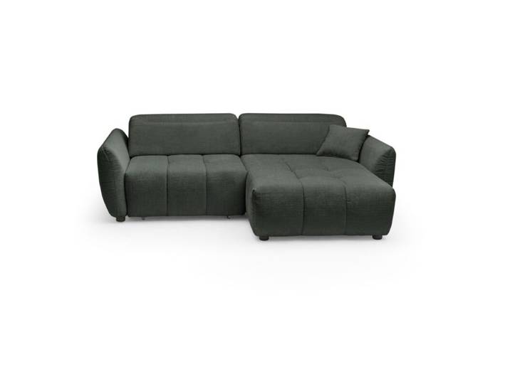 Trendstore Jaimie Ecksofa inkl. motorischer Relaxfunktion - Chenille grün - rechts automatische Relaxfunktion, manuelle Kopfteilverstellung, Schlaffunktion Modern