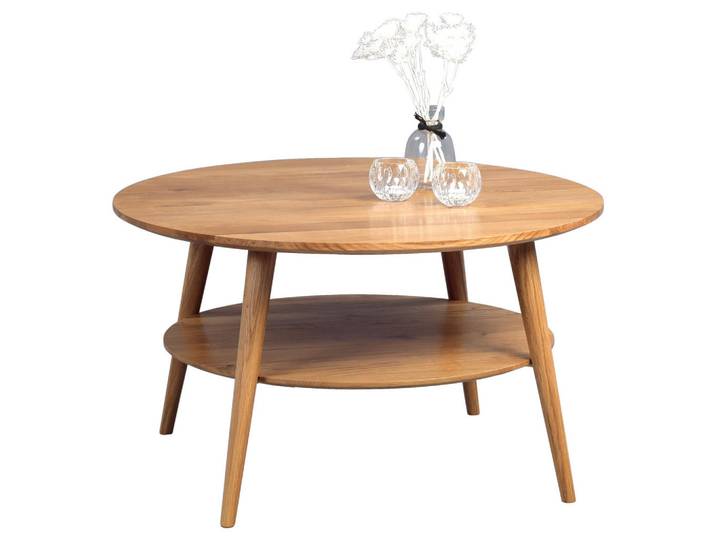 Livetastic Couchtisch, Wildeiche, Holz, Wildeiche, massiv, rund, rund, 80x45x80 cm, einfacher Aufbau, Wohnzimmer, Wohnzimmertische, Couchtische