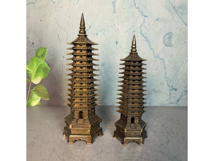 Pagode Wenchang en laiton ancien de Collection de 11 pouces, pagode du 13ème étage, gagne la promotion et obtenir riche salle de culte, maison de ville, exorcisme