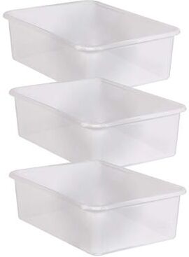 Teacher Created Resources Large Plastic Storage Bin, Clear, Pack of 3