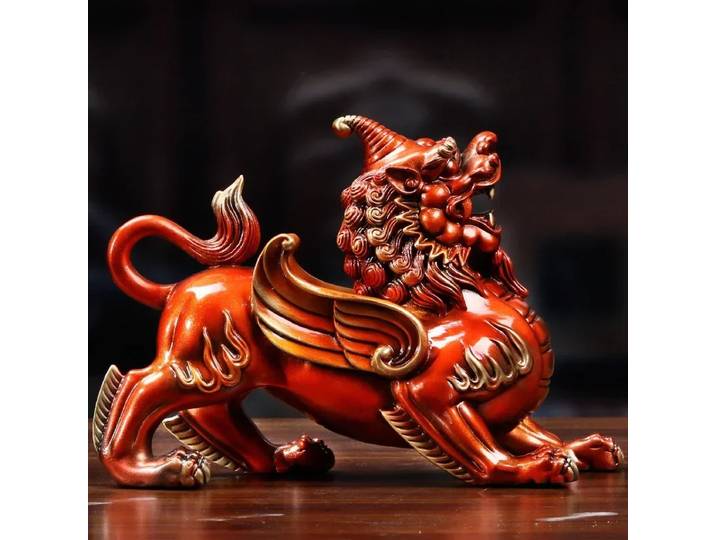 Statues et figurines Feng Shui porte-bonheur Pixiu en cuivre, ornements en bronze coloré, artisanat, décoration intérieure