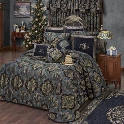 Touch of Class Hillcrest Grande Bedspread Indigo, California King, Indigo
