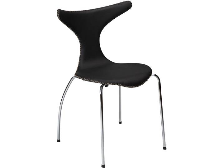 DAN-FORM Stuhl 4er-Set Dolphin schwarz/silber Leder