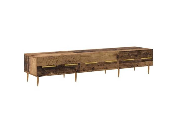 KUPTYERFG TV-Lowboard Altholz-Optik 150x36cm TV-Schrank Holzwerkstoff Stilvolles Sideboard fuer Wohnzimmer und Schlafzimmer mit Fach, Schublade und festen Beinen aus Eisen in Goldoptik.