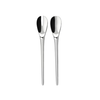 Besteck-Set VILLEROY & BOCH "Salatbesteck NewMoon silber", silber, 2, Essbesteck-Sets, Spülmaschinenfest
