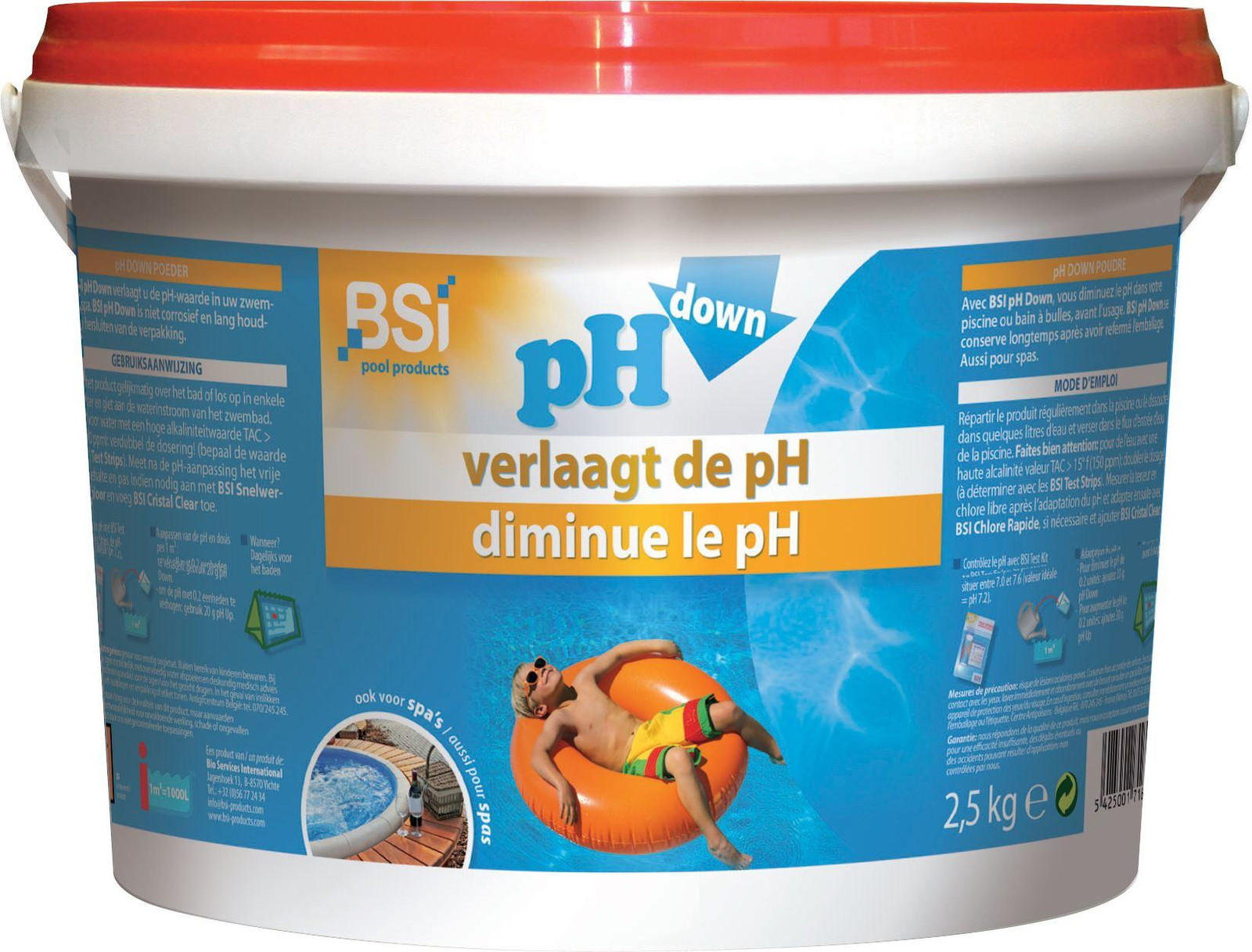 Bsi pH-verlagend poeder voor zwembadonderhoud, 2,5 kg