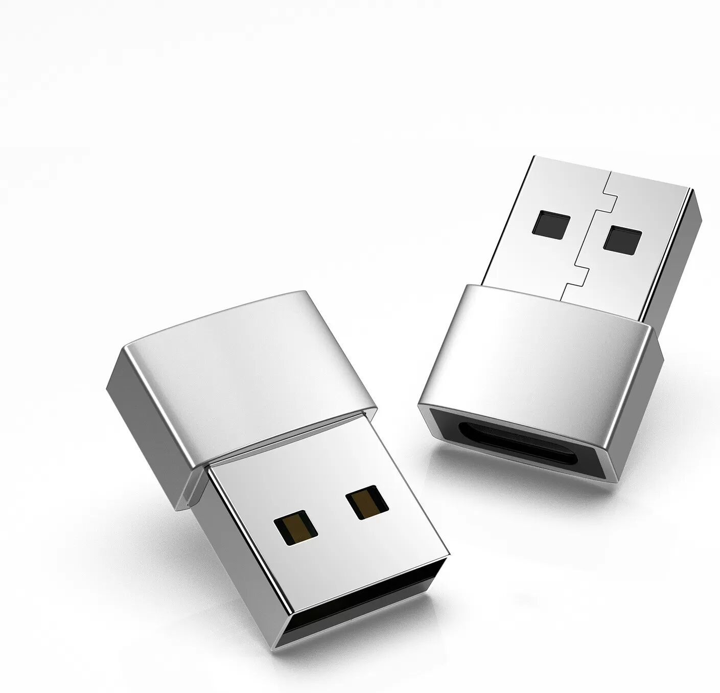 INF Adaptateur Compact Argent USB-C vers USB 2.0 - Lot de 2