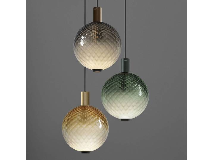 OLEV Glas Hängelampe Beam Stick Nuance Balloton, dimmbar, braun / rost, für Wohn- / Esszimmer, Glas, Design, Pendelleuchte