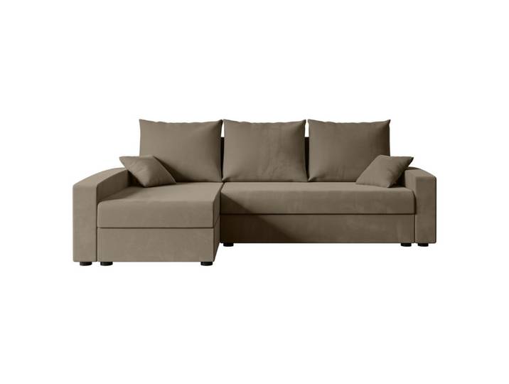 ECKSOFA mit Schlaffunktion und Bettkasten ALESIA-L 231x140x90 cm Braun Velours