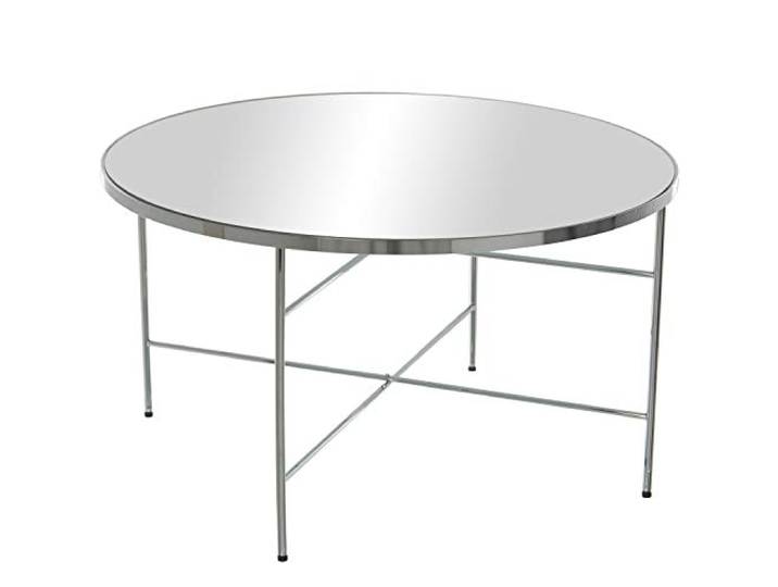 DRW runder Couchtisch aus Stahl Chrom 80 x 40,5 cm, Spiegel 5 mm Dicke, Metall, 80x40,5cm, Espejo 5mm Grosor
