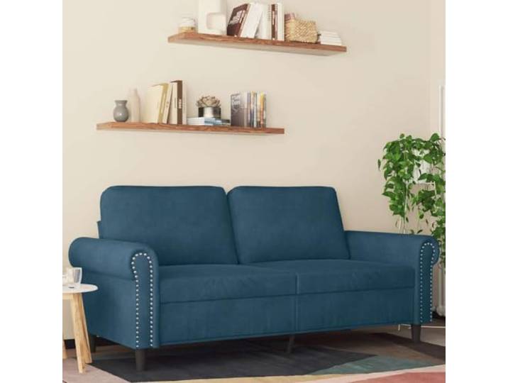 HEFZGDB 2-Sitzer Sofa Blau 140 cm Samt Stoffbezug Modernes Wohnzimmer Polstermöbel mit Metallgestell für Stabilität und Komfort, Weiche Sitzflächen Dichte Polsterung Elegantes Design