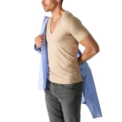 Unterziehshirt MEY "DRY COTTON FUNCTIONAL", Herren, Gr. 8, N-Gr, beige (natur), Single Jersey, Obermaterial: 57% Baumwolle, 38% Polyester, 5% Elasthan. Einsatz: 87% Polyester, 8% Elasthan, 5% Polyamid, unifarben, tiefer V-Ausschnitt, Unterhemden,...