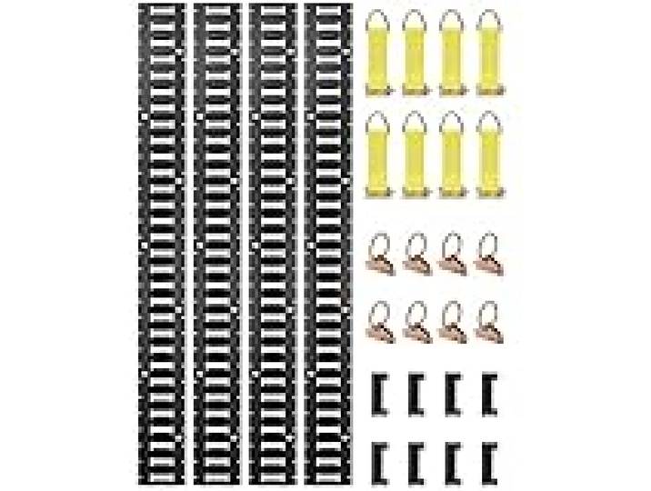 VEVOR E-Track Kit d'Arrimage Kit de Rails d'Arrimage 30 Pièces 454 kg, 4 Rails E-Track 2 Ancres à Fente Unique 8 Attaches 8 Joints Toriques 8 Embouts de Protection pour Camions Remorques Camionnette