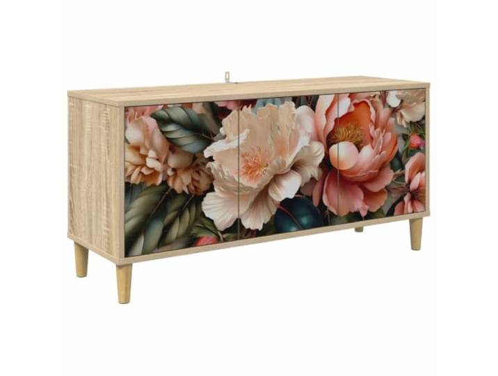 hliofuir TV-Schrank Sonoma 102x33x50cm Lowboard mit 3 Türen Stabiles Lowboard aus Holzwerkstoff mit 3 Türen und 10 cm erhöhten Füßen für Wohnzimmer und Schlafzimmer.