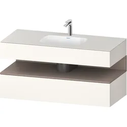 Duravit Collection One Einbauwaschtisch mit Konsolenwaschtischunterbau, 1200x550x600mm, Nische Basalt Matt, QA4787043840010, Farbe: Weiß Supermatt/mit Nischenbeleuchtung