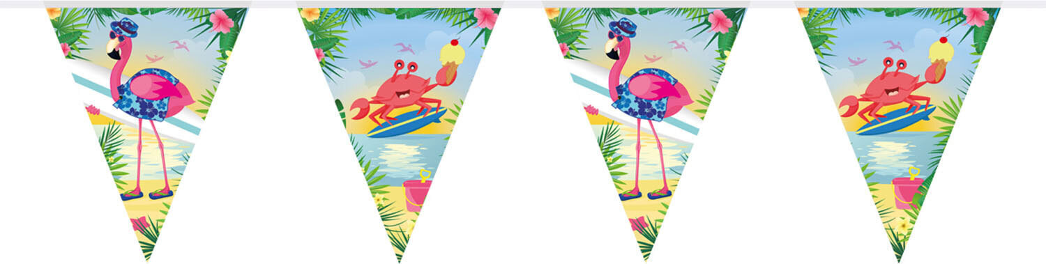 Folat 65347 Vlaggenbanner met Flamingo Patroon, Meerkleurig, Kunststof