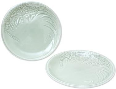 Novica Handmade Thai Rice Celadon Ceramic Plates (Pair)