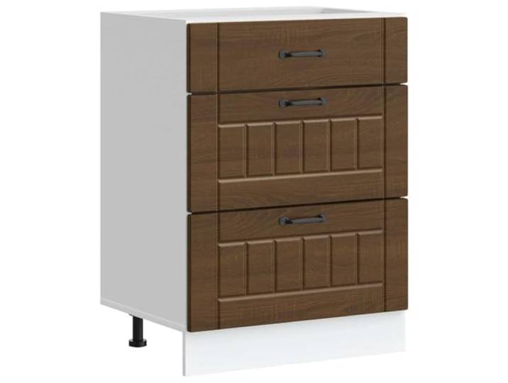GHVBNMF Küchen-Unterschrank Lucca 60x46x81.5cm Braun Eichen-Optik Höhenverstellbare Füße für optimale Anpassung in Küche & Essbereich. Robuster Holzwerkstoff mit 50 kg Belastbarkeit.