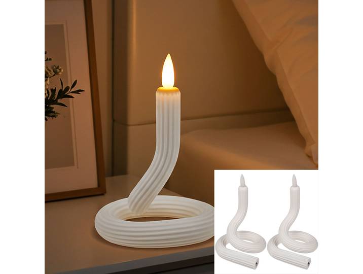 2er-Set Flexible LED-Kerze mit Flackereffekt, weiss, Akkubetrieb