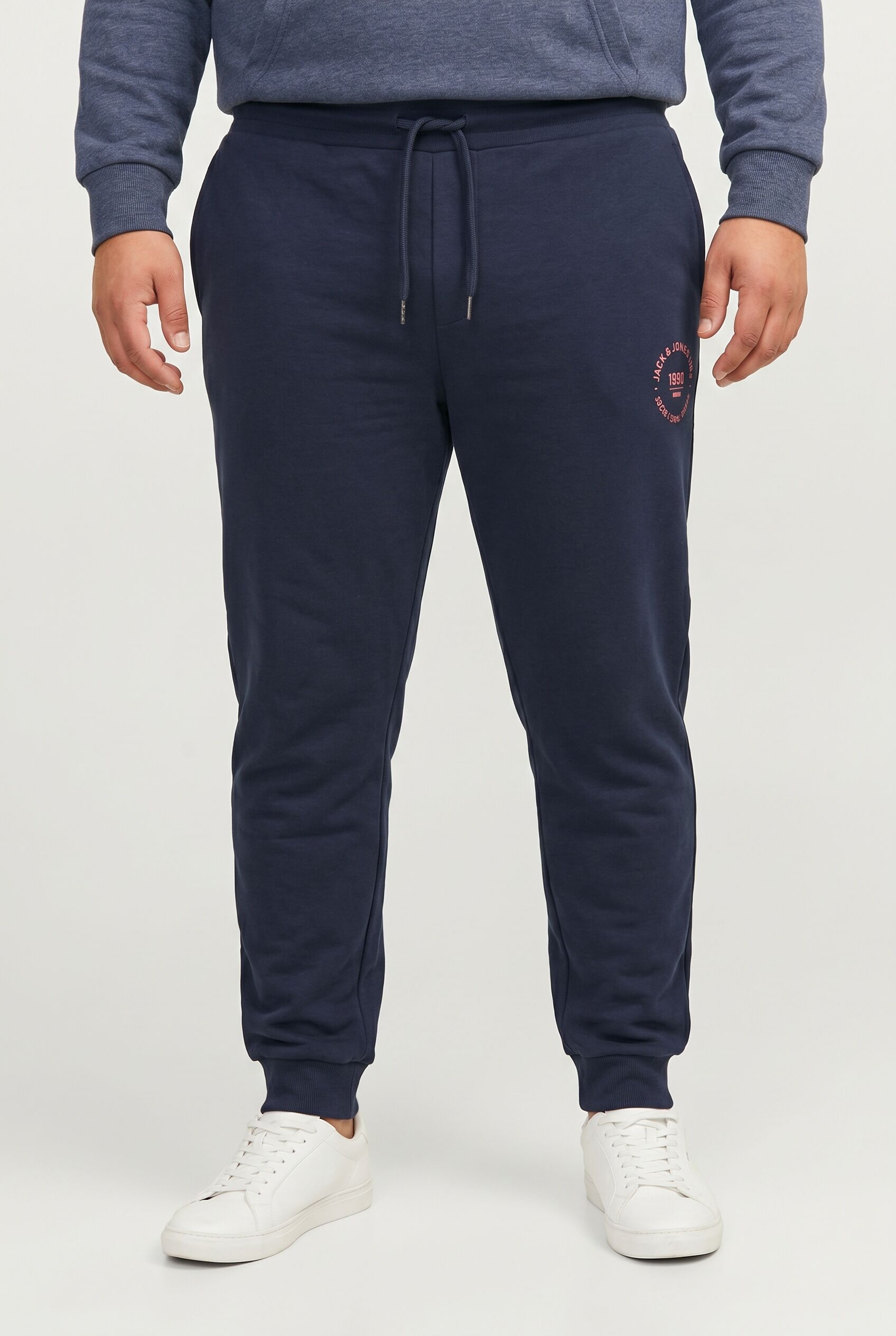 Sweathose "JPSTGORDON JJSIMON SWEAT PANTS NAF PLS", Herren, Gr. 46 (6XL), N-Gr, blau (sky captain), angeraute Sweatware, Obermaterial: 60% Baumwolle, 40% Polyester, JACK & JONES PLUSSIZE, bedruckt, normal normal, Hosen Sweathose sky captain 46 (6XL), N-Gr