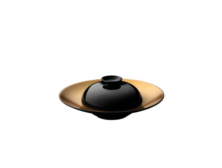 Assiette de présentation profonde et bol noir en porcelaine