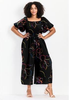 Plus Size Women's Annabelle Jumpsuit by Avenue in Multi Outlined Bloom (Size 26/28)