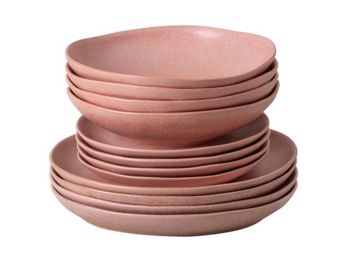 Costa Nova Kombiservice Livia, Altrosa, Keramik, 12-teilig, 660 ml, Handmade in Europe, Essen & Trinken, Geschirr, Geschirr-Sets, Kombiservice