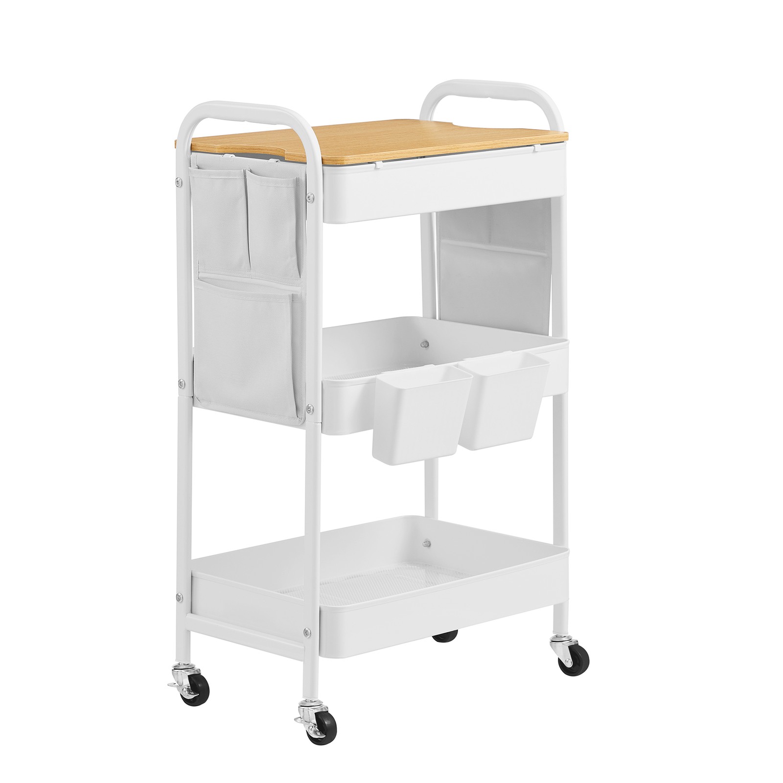 SONGMICS Servierwagen mit Rollen, Küchenwagen, 3 Gitterablagen LRCB35036W01