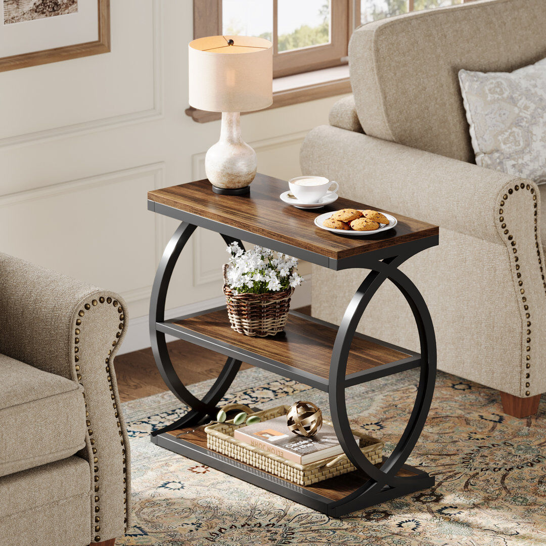 Blue Elephant Pedestal End Table Brown 60cm H X 60cm W X 30cm D
