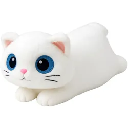 Plüsch Maskottchen Kuscheltier Katze Große Augen Weiß 45cm