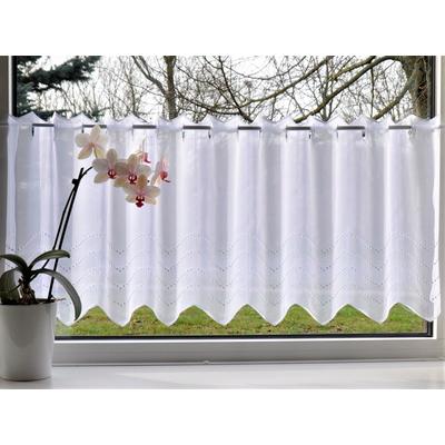 Scheibengardine STICKEREIEN PLAUEN "Grafik" Gr. 15, weiß, B:193cm H:90cm, Polyester, Gardinen