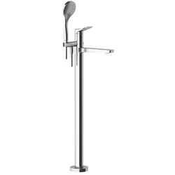 Gessi Rilievo, Fertigmontageset für freistehende Wannenarmatur, fester Wannenauslauf, automatischer Umsteller, 59131031, Farbe: Chrom
