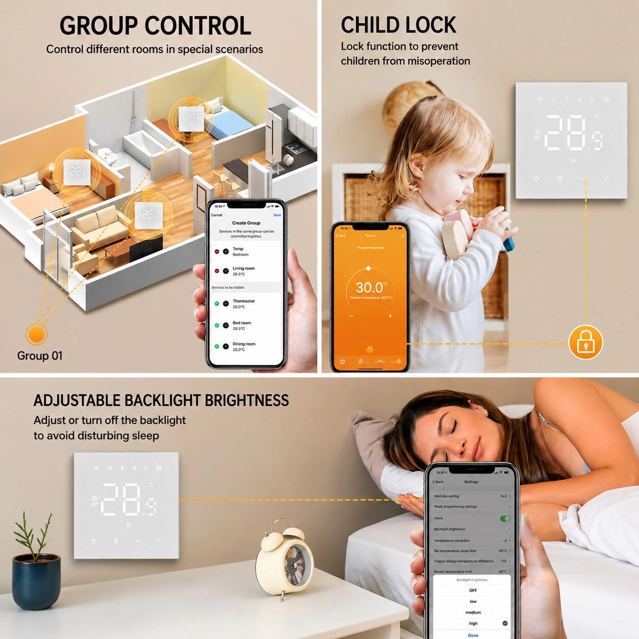 INF Smartes WLAN-Thermostat für elektrische Fußbodenheizung