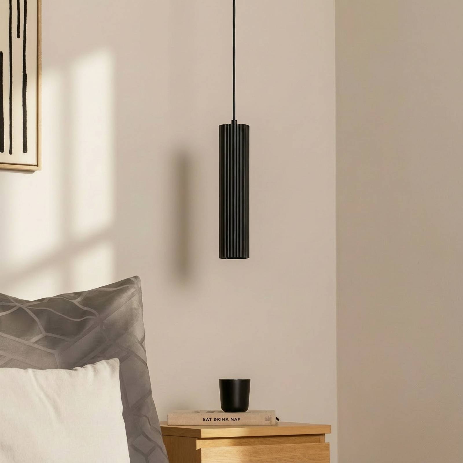 Hängelampe Karbon SOLLUX LIGHTING, dimmbar, schwarz, für Wohn- / Esszimmer, Aluminium, Modern, Pendelleuchte