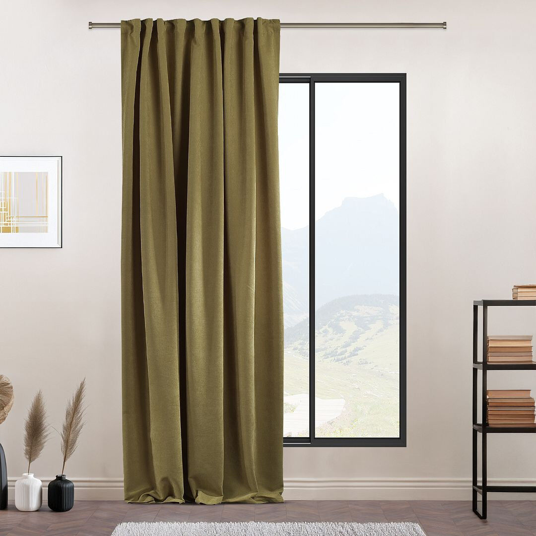 Lilijan Home & Curtain Extra Long & Extra Wide Decorative Curtain Single Panel Olive Green 140cm Width x 400cm Drop