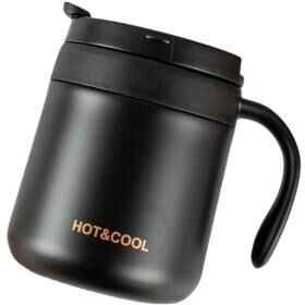 Cozy Casa Charm Insulated Stainless Steel Coffee Mug With Handle Wide Mouth Office Travel Cup black 500ml