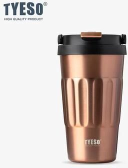 Inspired Finds Tyeso Stainless Steel Coffee Mug Vintage Insulated Travel Cup For Hot & Cold Drinks gold 400ml