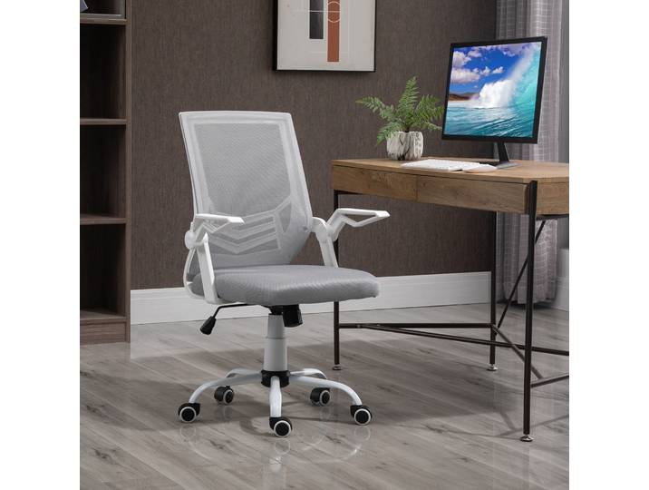 Vinsetto Fauteuil Bureau Maille Pivotant Gris Blanc
