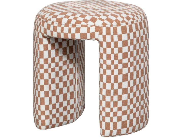 Livetastic Hocker Charlie, Orange, Weiß, Karo, rund, 45x47x45 cm, Wohnzimmer, Hocker, Sitzhocker