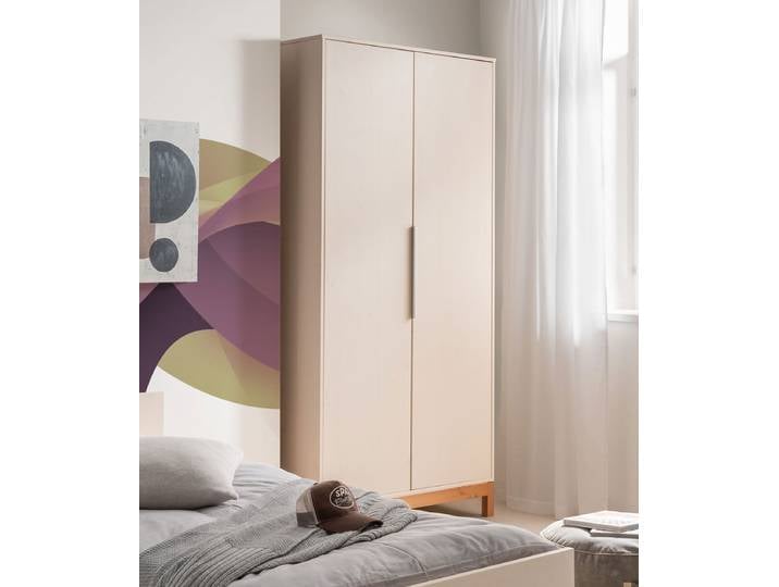 Kleiderschrank 97x206cm 'Annabell' Kiefer creme & gebeizt